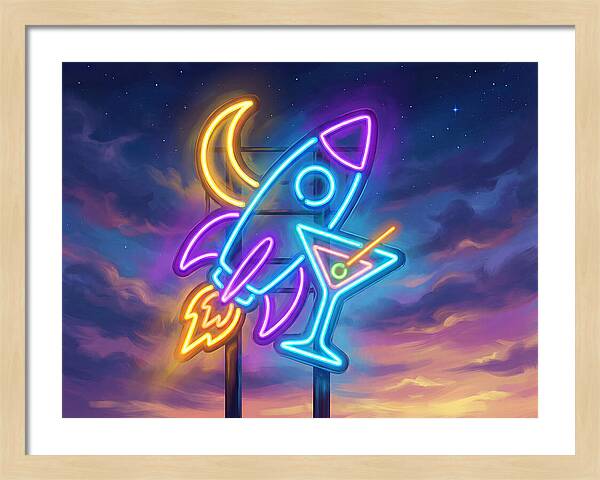 Rocket And Cocktail Sign