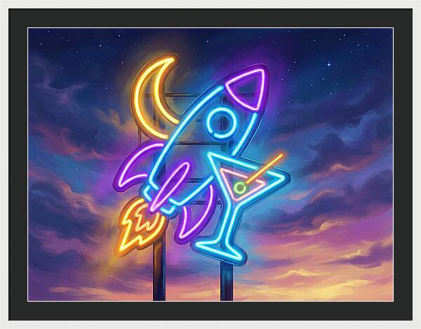 Rocket And Cocktail Sign