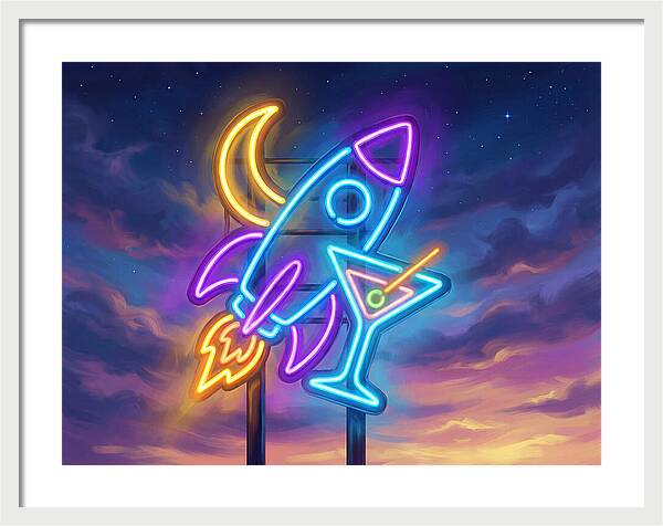 Rocket And Cocktail Sign