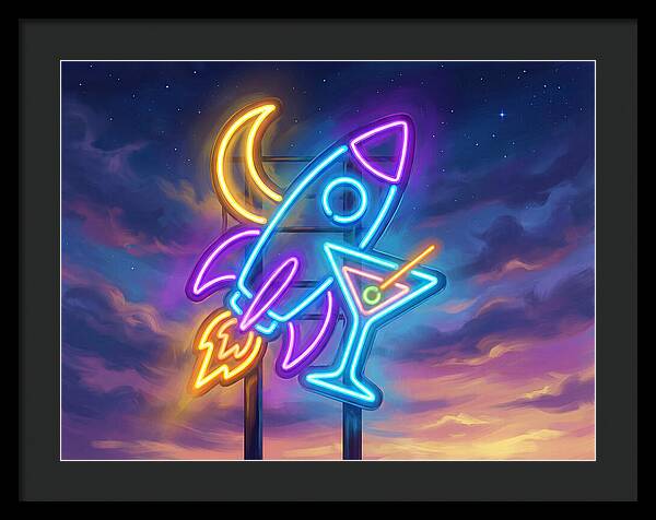 Rocket And Cocktail Sign