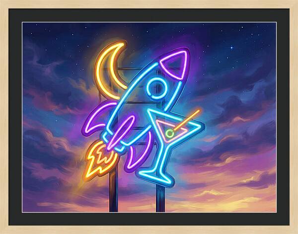 Rocket And Cocktail Sign