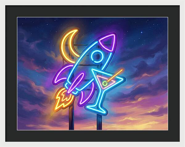 Rocket And Cocktail Sign