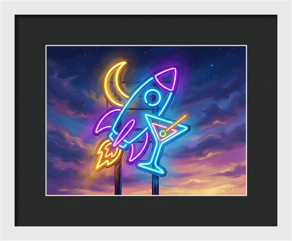 Rocket And Cocktail Sign