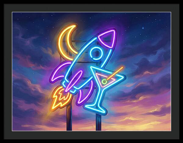 Rocket And Cocktail Sign