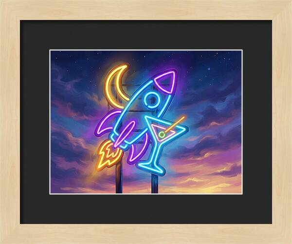 Rocket And Cocktail Sign