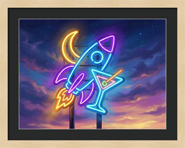 Rocket And Cocktail Sign