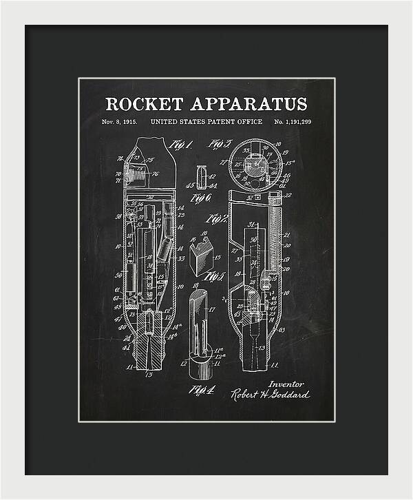 Rocket Apparatus Goddard Chalkboard Patent Us1191299