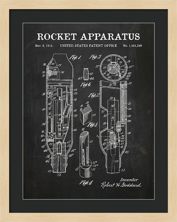 Rocket Apparatus Goddard Chalkboard Patent Us1191299
