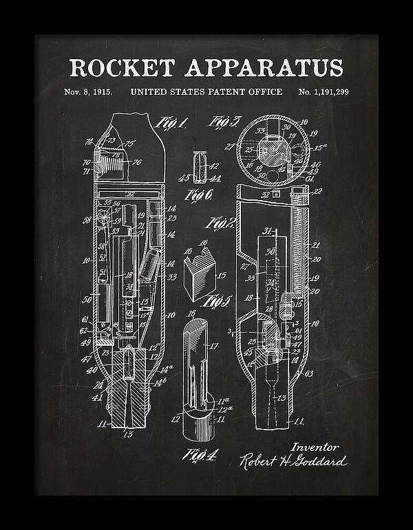 Rocket Apparatus Goddard Chalkboard Patent Us1191299