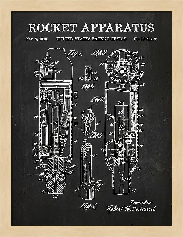 Rocket Apparatus Goddard Chalkboard Patent Us1191299