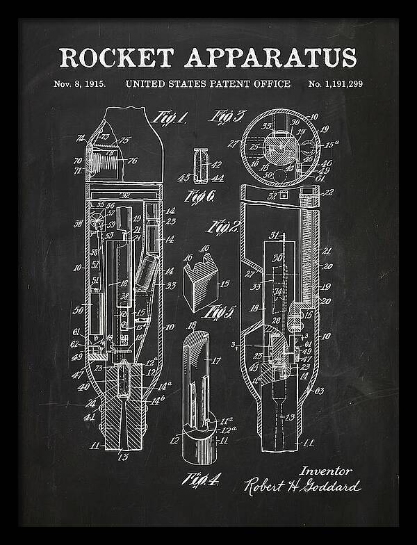 Rocket Apparatus Goddard Chalkboard Patent Us1191299
