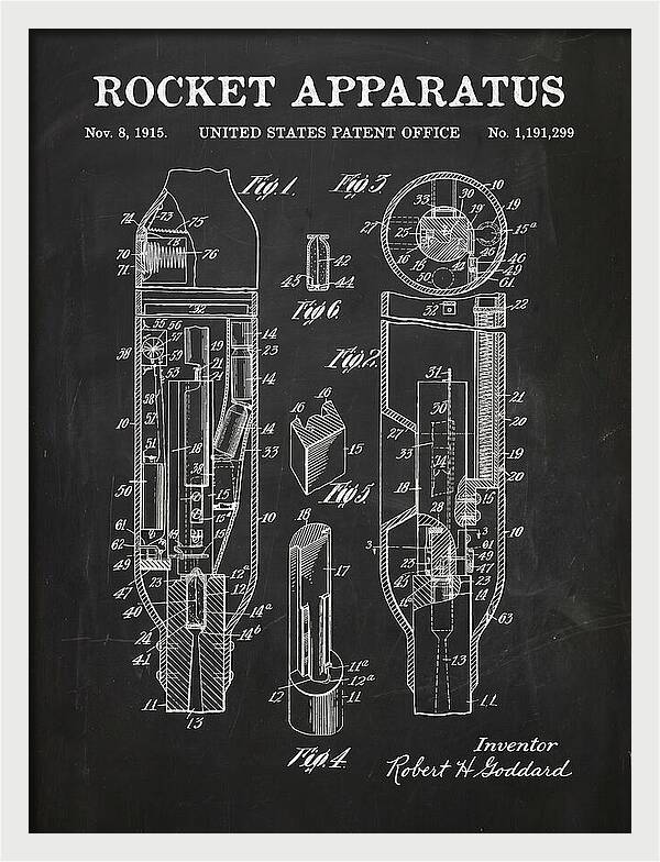 Rocket Apparatus Goddard Chalkboard Patent Us1191299
