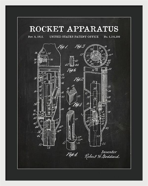 Rocket Apparatus Goddard Chalkboard Patent Us1191299