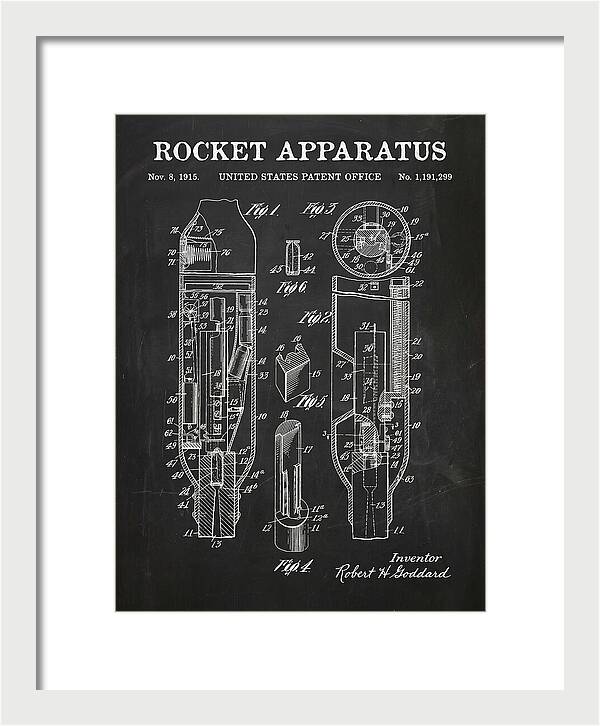 Rocket Apparatus Goddard Chalkboard Patent Us1191299