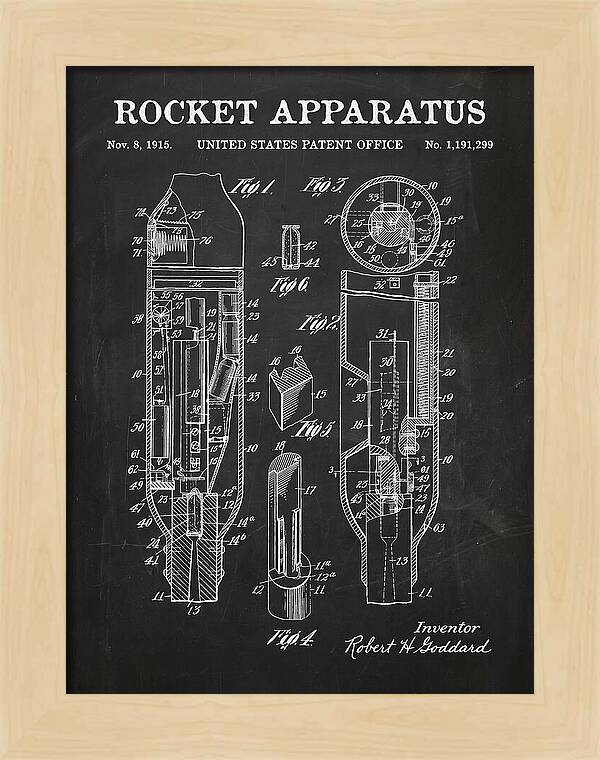 Rocket Apparatus Goddard Chalkboard Patent Us1191299