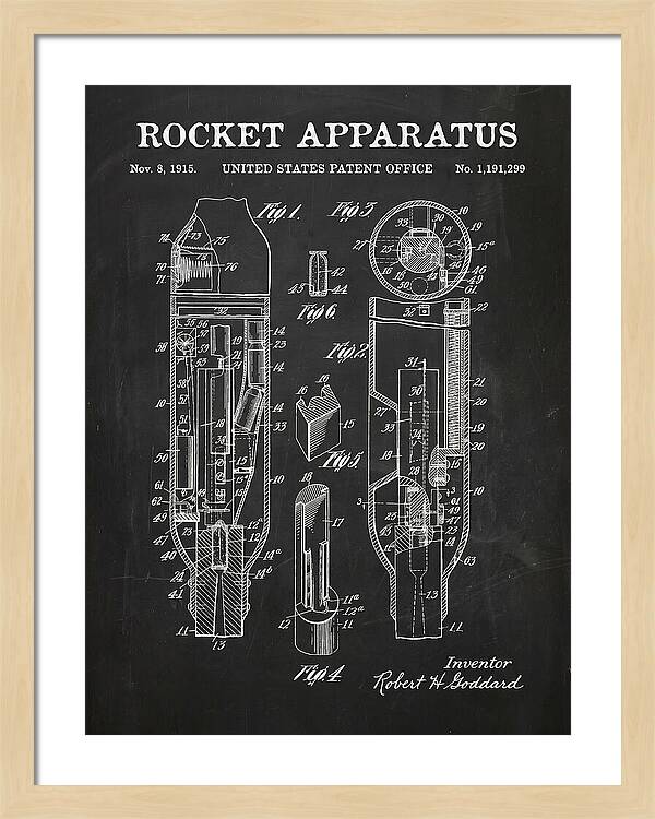 Rocket Apparatus Goddard Chalkboard Patent Us1191299
