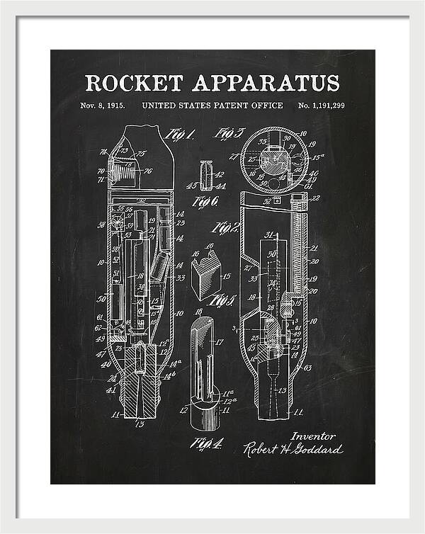 Rocket Apparatus Goddard Chalkboard Patent Us1191299