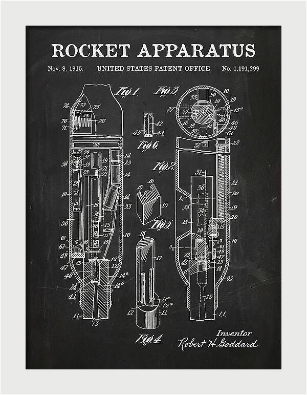 Rocket Apparatus Goddard Chalkboard Patent Us1191299