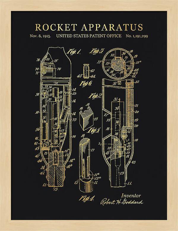 Rocket Apparatus Goddard Gold Patent Us1191299