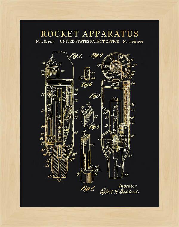 Rocket Apparatus Goddard Gold Patent Us1191299