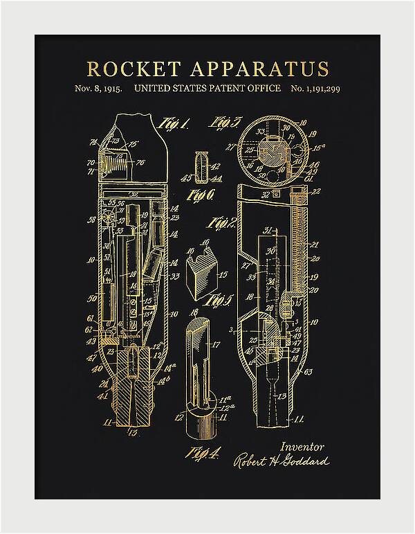 Rocket Apparatus Goddard Gold Patent Us1191299