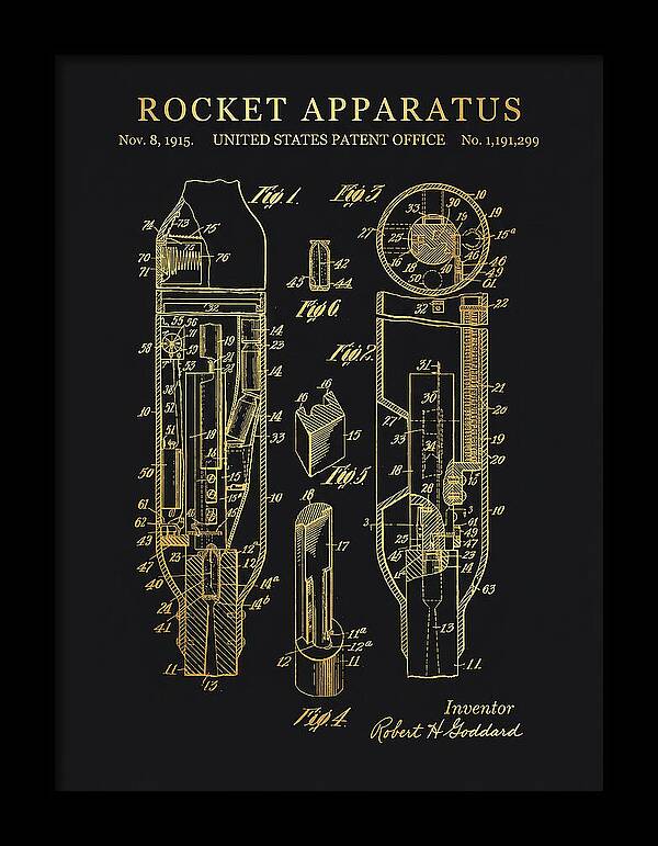 Rocket Apparatus Goddard Gold Patent Us1191299