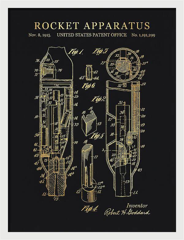 Rocket Apparatus Goddard Gold Patent Us1191299