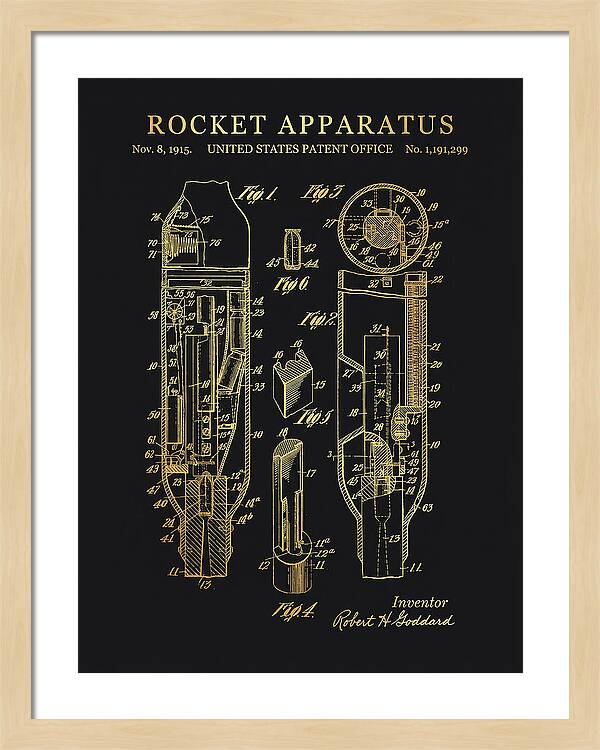 Rocket Apparatus Goddard Gold Patent Us1191299