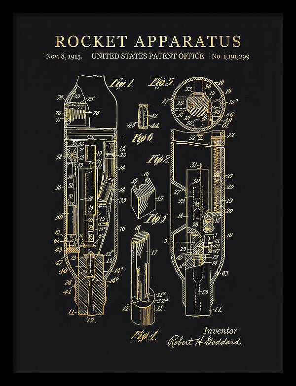 Rocket Apparatus Goddard Gold Patent Us1191299