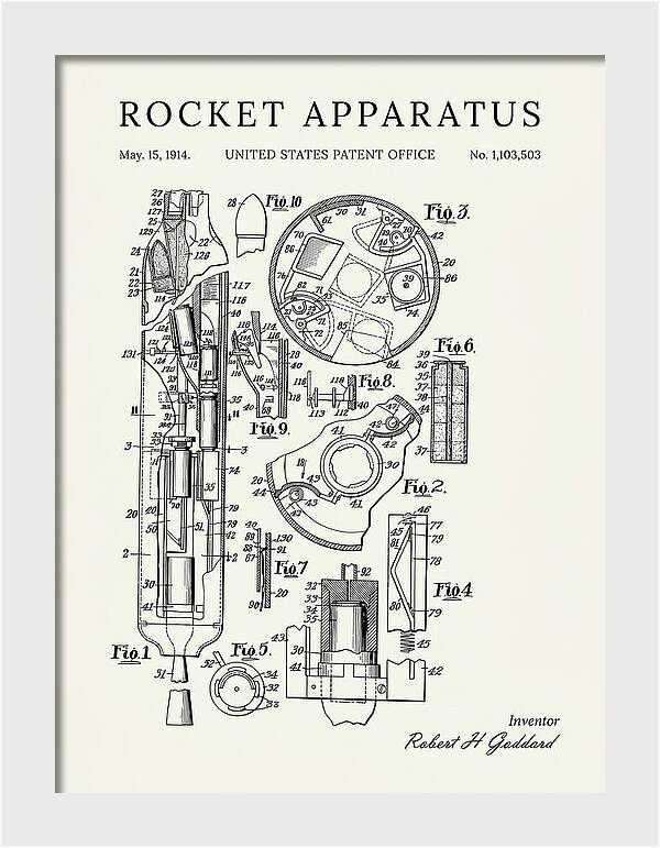 Rocket Apparatus Goddard Minimalist Patent Us1103503