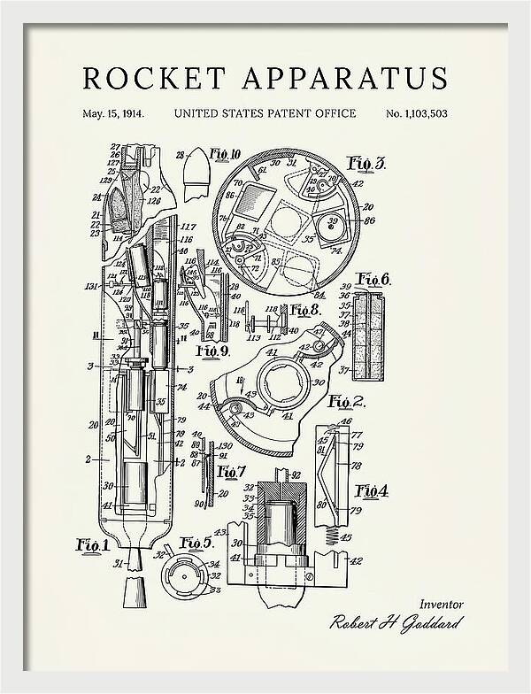 Rocket Apparatus Goddard Minimalist Patent Us1103503