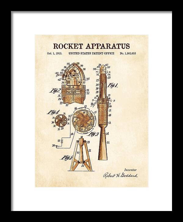 Rocket Apparatus Goddard Watercolor Patent Us1102653
