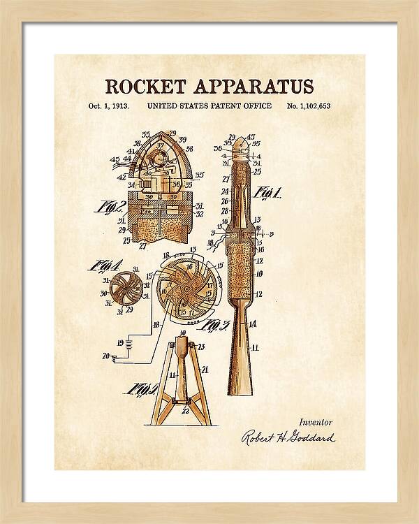 Rocket Apparatus Goddard Watercolor Patent Us1102653