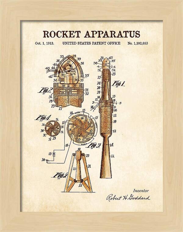 Rocket Apparatus Goddard Watercolor Patent Us1102653