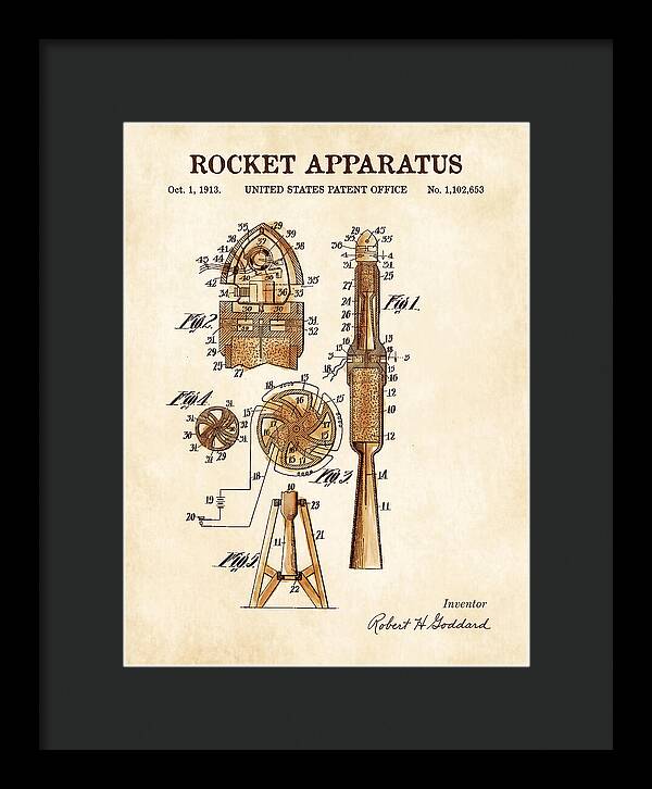 Rocket Apparatus Goddard Watercolor Patent Us1102653