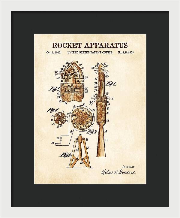 Rocket Apparatus Goddard Watercolor Patent Us1102653