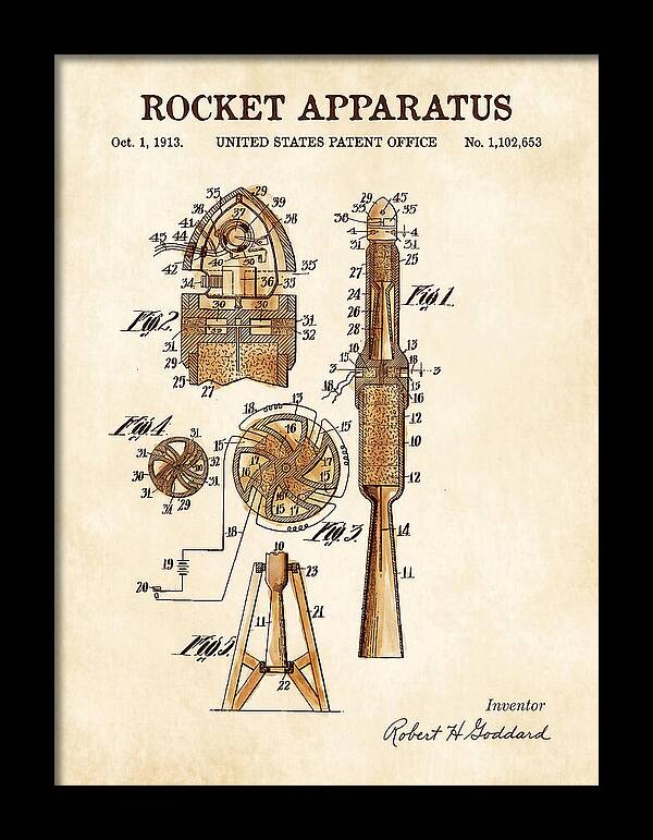 Rocket Apparatus Goddard Watercolor Patent Us1102653