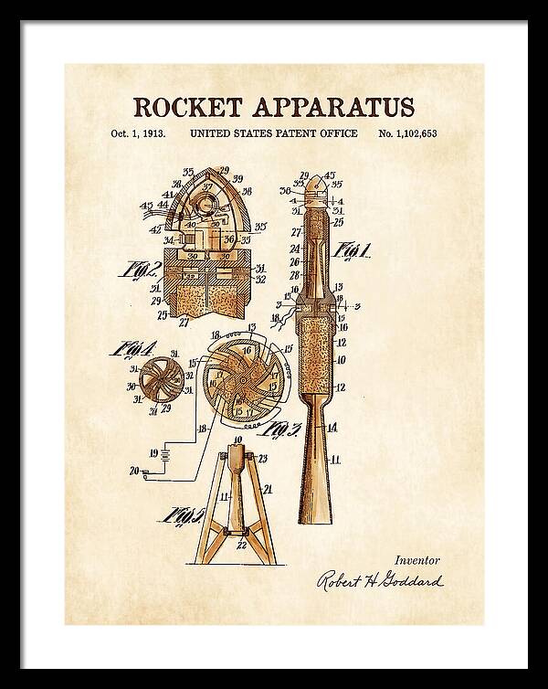 Rocket Apparatus Goddard Watercolor Patent Us1102653