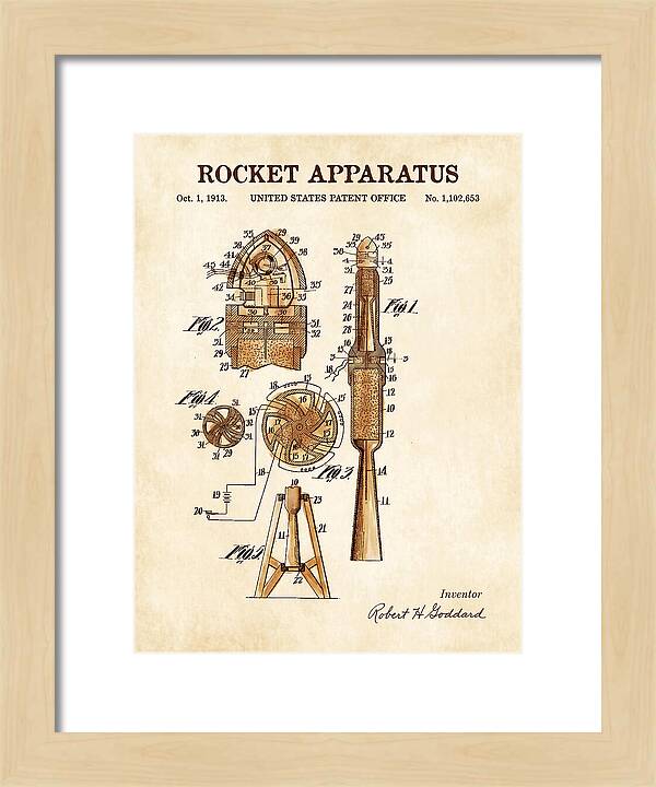 Rocket Apparatus Goddard Watercolor Patent Us1102653