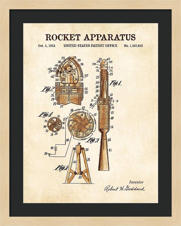 Rocket Apparatus Goddard Watercolor Patent Us1102653