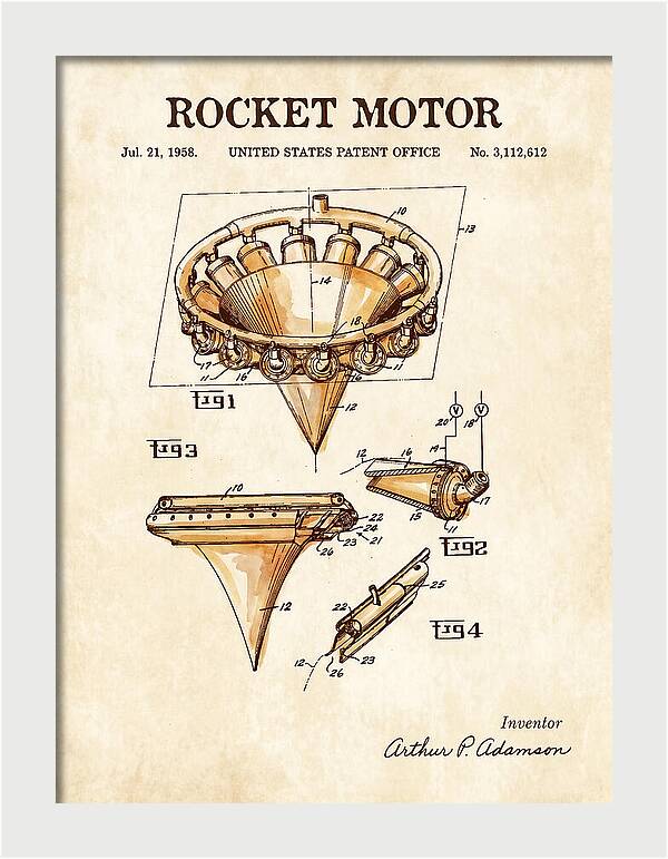 Rocket Motor Watercolor Patent Us3112612