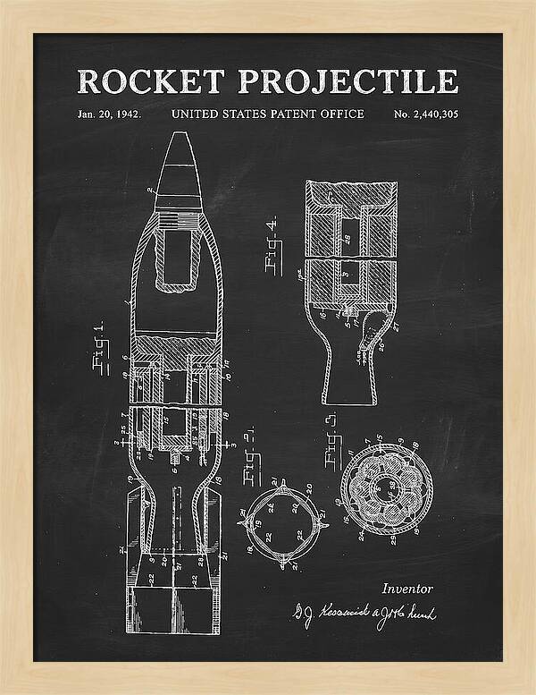 Rocket Projectile Chalkboard Patent Us2440305