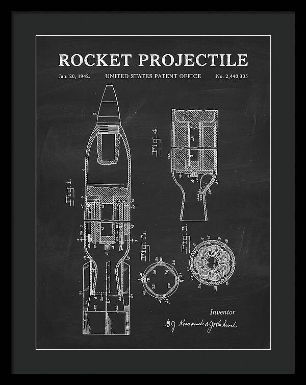 Rocket Projectile Chalkboard Patent Us2440305