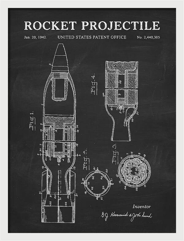 Rocket Projectile Chalkboard Patent Us2440305