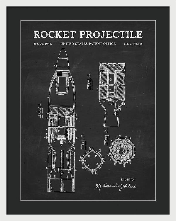 Rocket Projectile Chalkboard Patent Us2440305
