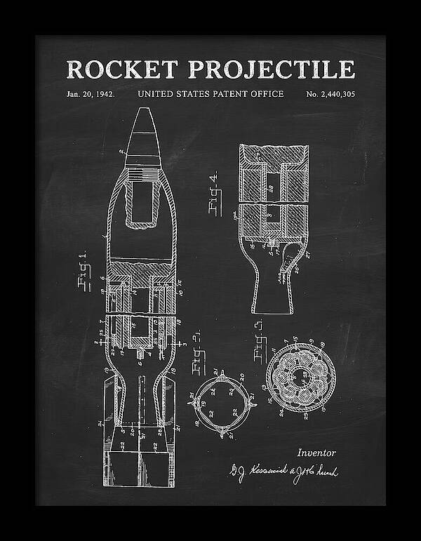 Rocket Projectile Chalkboard Patent Us2440305