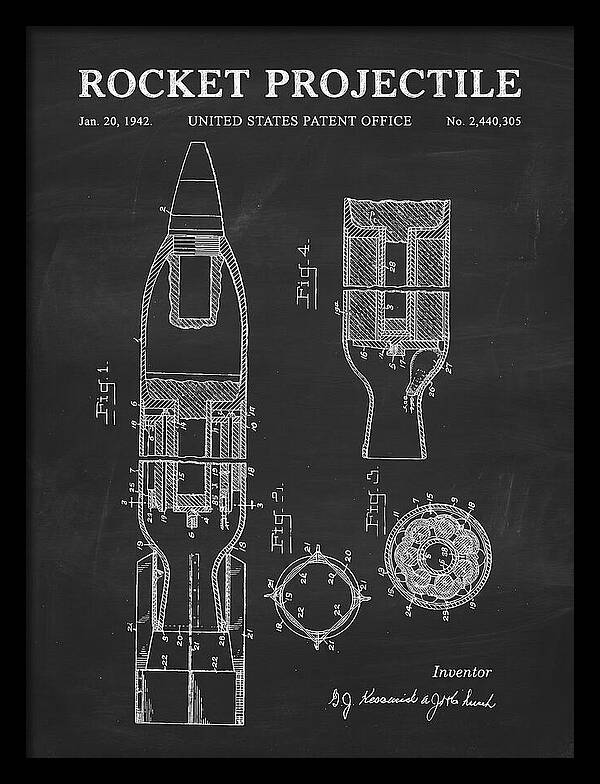 Rocket Projectile Chalkboard Patent Us2440305