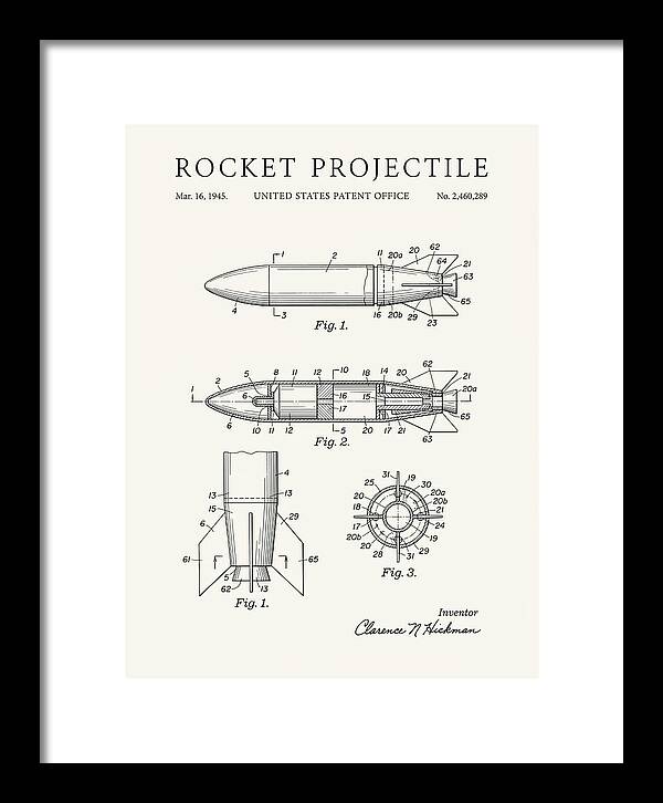 Rocket Projectile Minimalist Patent Us2460289