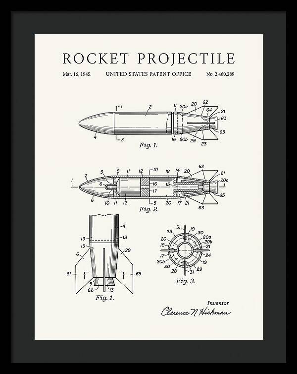 Rocket Projectile Minimalist Patent Us2460289