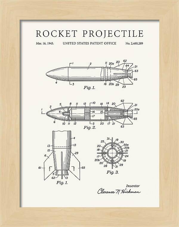 Rocket Projectile Minimalist Patent Us2460289